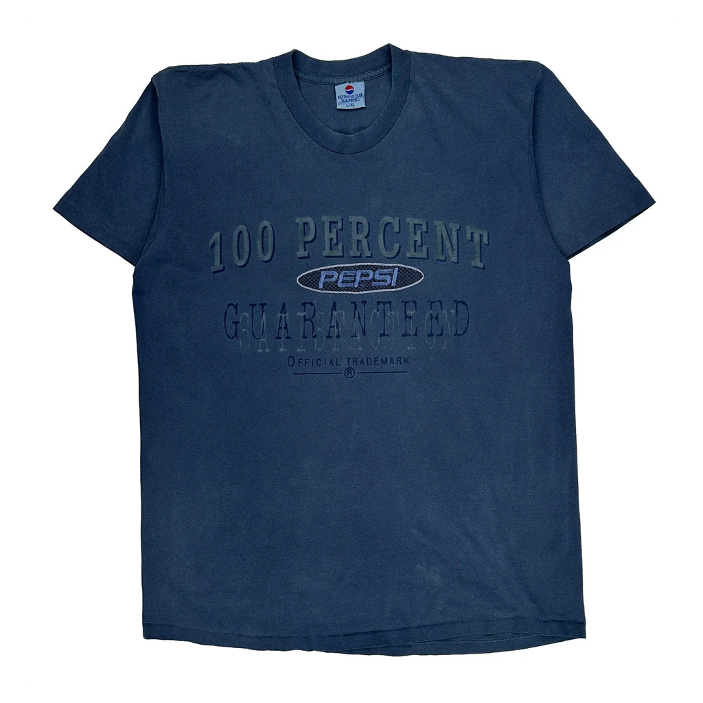 100 Percent Pepsi T-Shirt - Large Blue Cotton