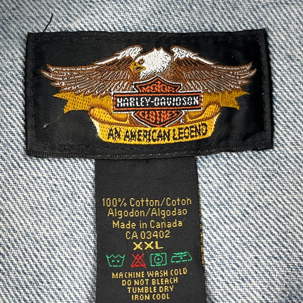 100 Years Of Great Motorcycles Harley Davidson Graphic Denim Jacket - 2XL Blue Cotton - Image 3