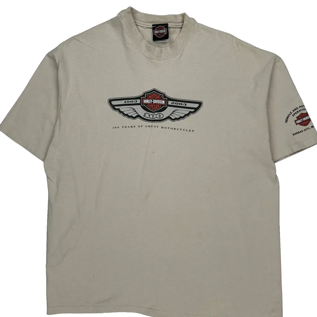 100 Years Of Great Motorcycles Harley Davidson Graphic T-Shirt - XL Beige Cotton - Image 5