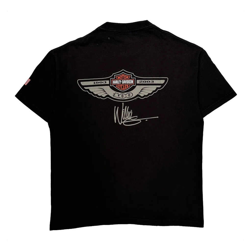 100 Years Of Great Motorcycles Harley Davidson Graphic T-Shirt - Large Black Cotton - Image 2