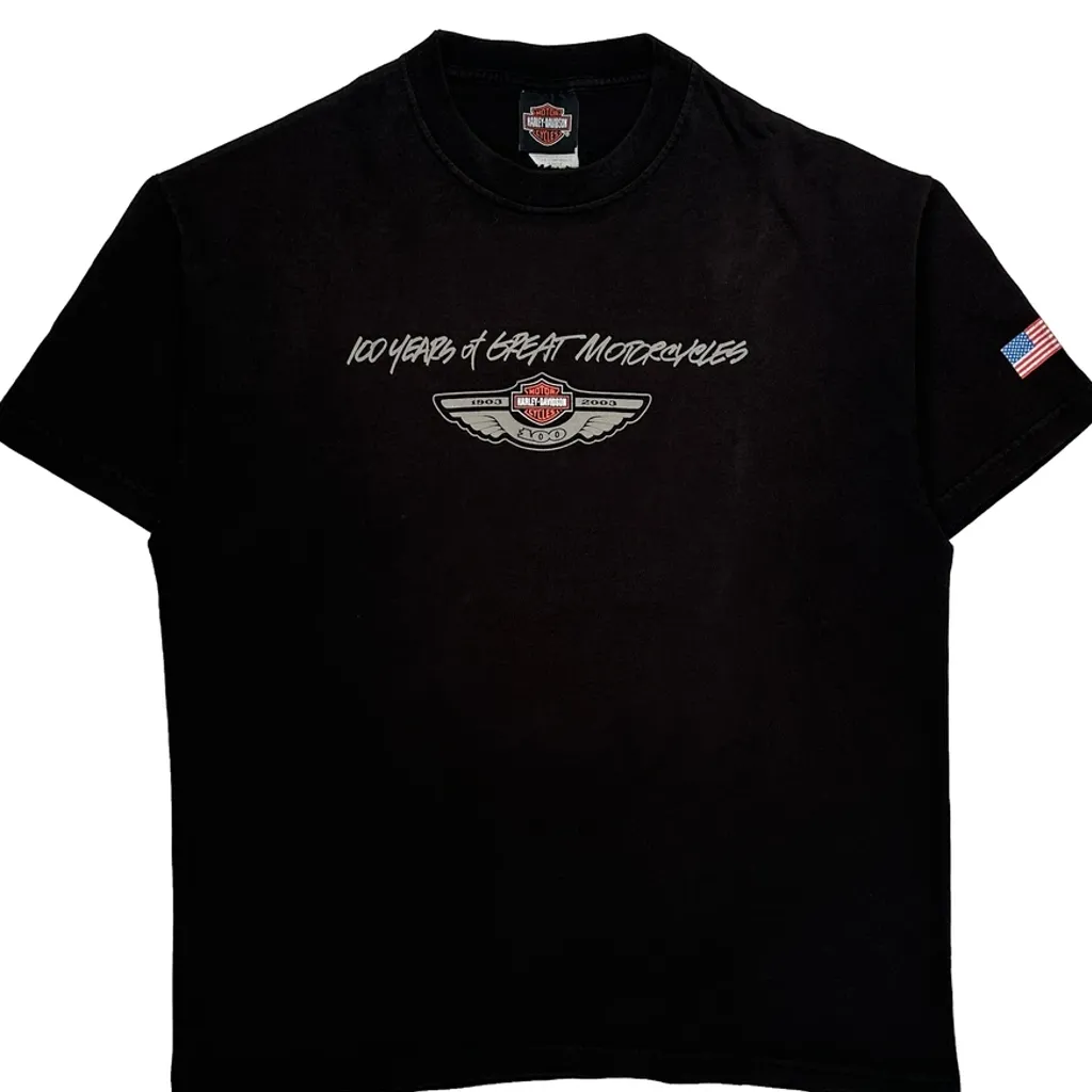 100 Years Of Great Motorcycles Harley Davidson Graphic T-Shirt - Large Black Cotton - Image 5