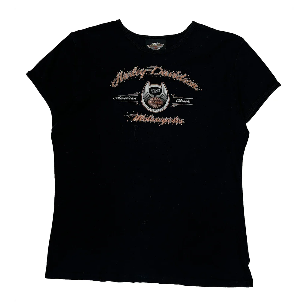 105Th Anniversary Harley Davidson Graphic T-Shirt - Medium Black Cotton