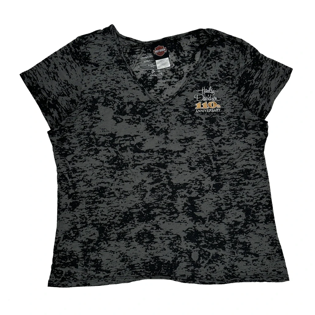 110Th Anniversary Harley Davidson Graphic T-Shirt - XL Grey Cotton