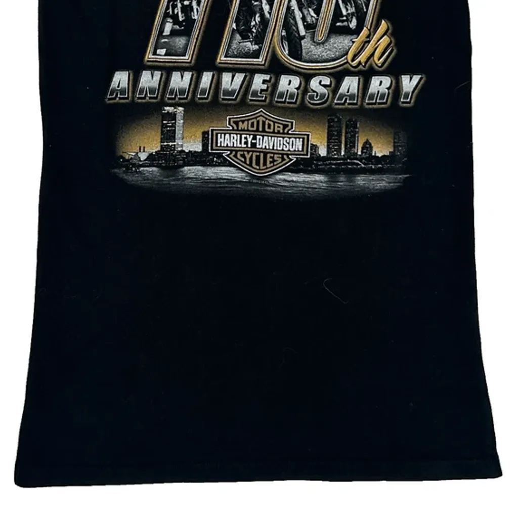 110Th Anniversary Harley Davidson Graphic Tank Top - Medium Black Cotton - Image 5
