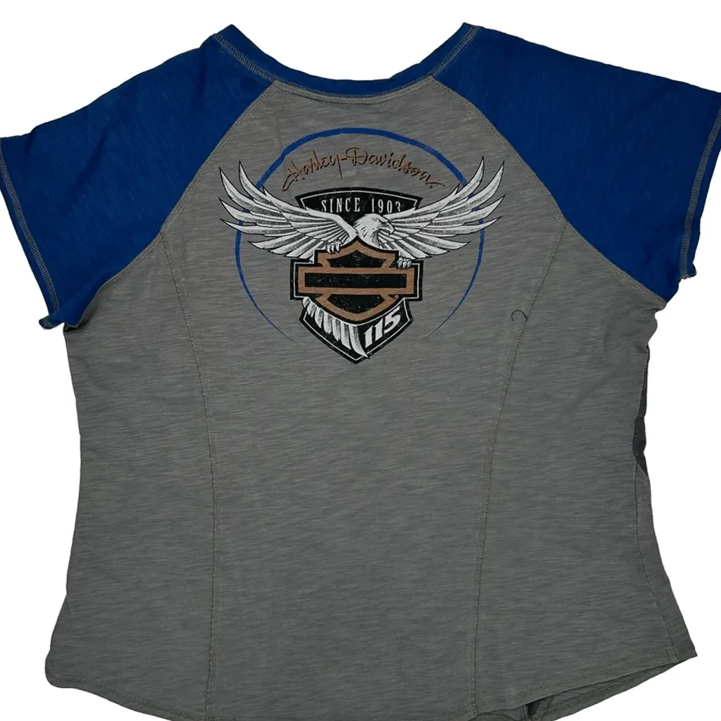 115 Years Anniversary Harley Davidson Graphic T-Shirt - 2XL Grey Cotton - Image 6