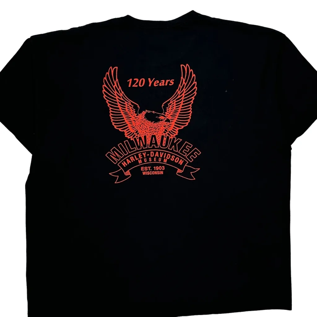 120 Years Milwaukee Harley-Davidson Museum Harley Davidson Graphic T-Shirt - 2XL Black Cotton - Image 8