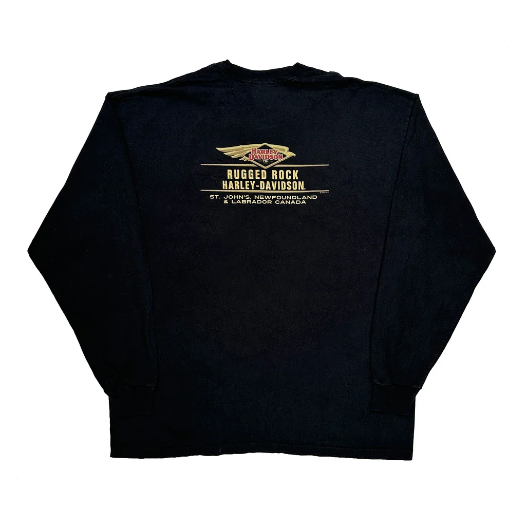 120Th Anniversary Harley Davidson Graphic Long Sleeve T-Shirt - 2XL Black Cotton - Image 2