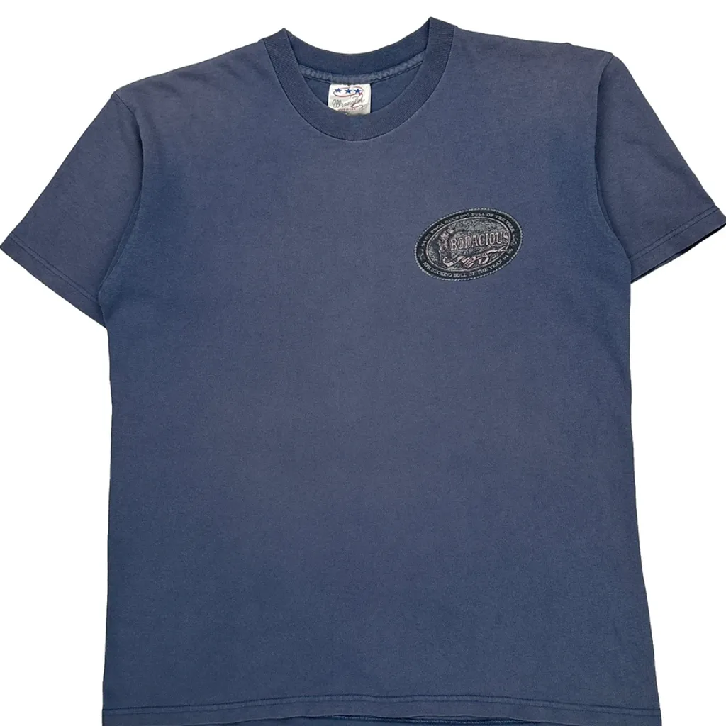 15 Minutes Of Fame Wrangler Graphic T-Shirt - Medium Blue Cotton - Image 4