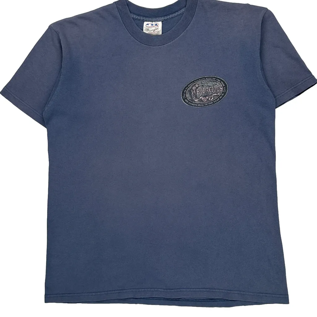 15 Minutes Of Fame Wrangler Graphic T-Shirt - Medium Blue Cotton - Image 5