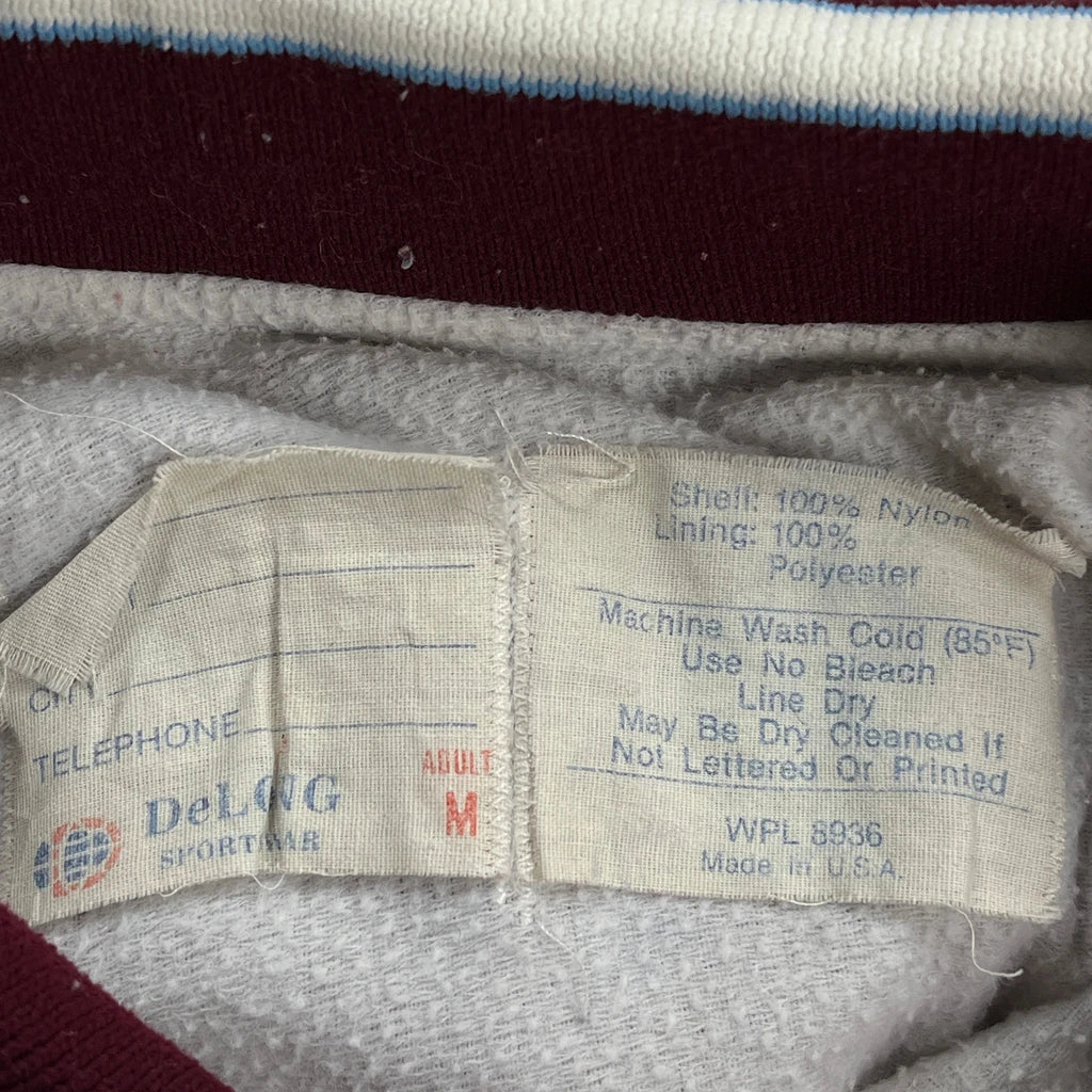 1970S Made In USA Delong Satin Varsity Jacket - Medium Burgundy Nylon - Image 3