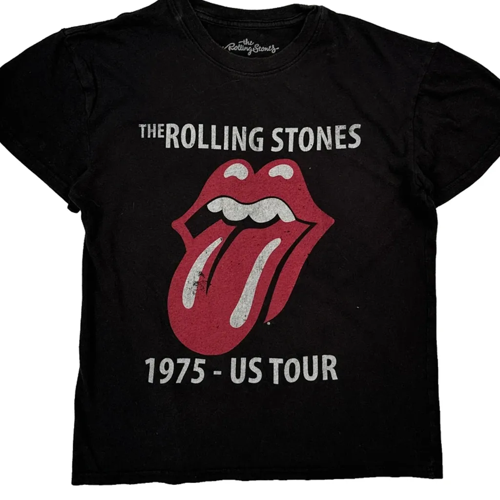 1975 US Tour Rolling Stones Band T-Shirt - Small Black Cotton - Image 4
