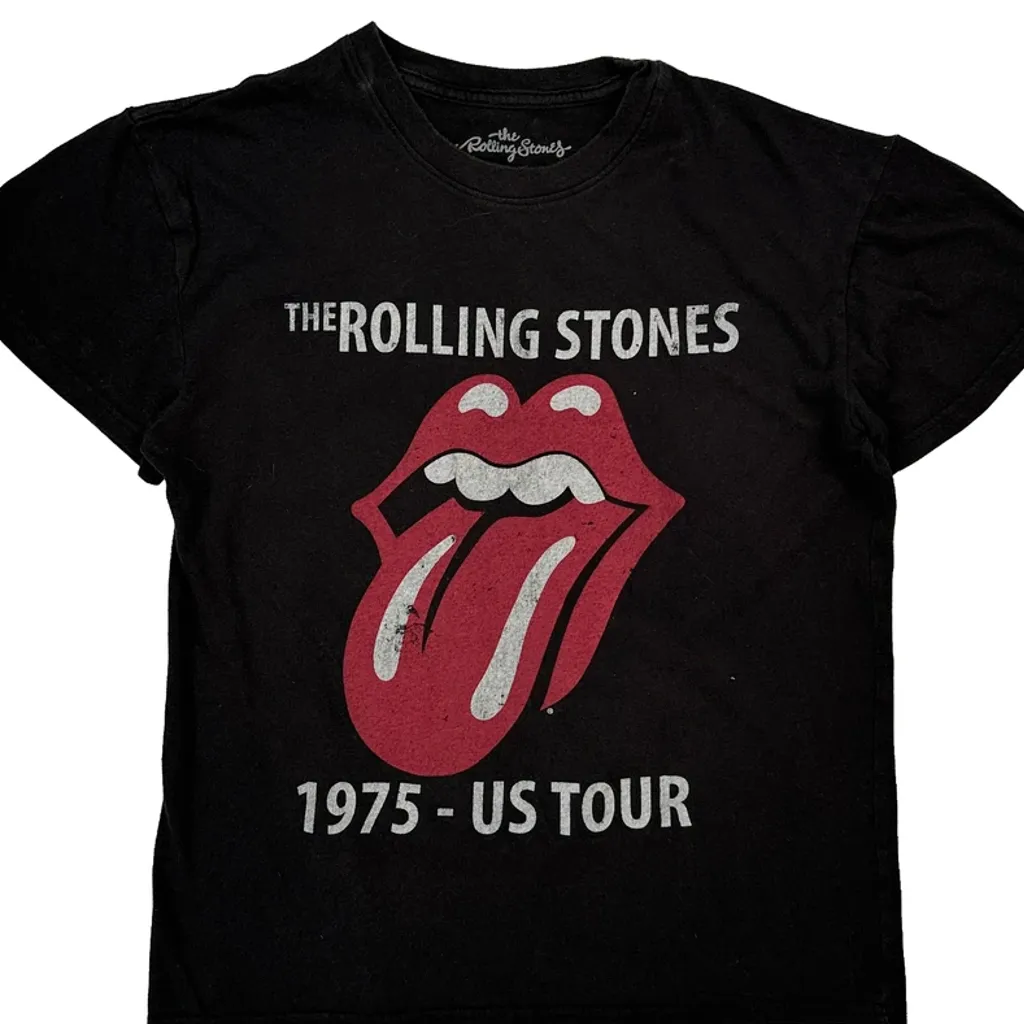 1975 US Tour Rolling Stones Band T-Shirt - Small Black Cotton - Image 5