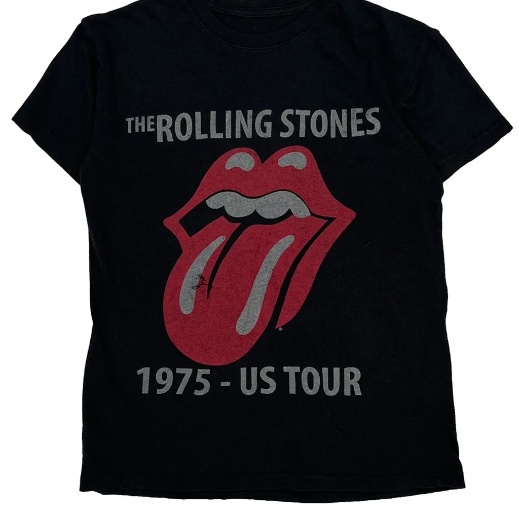 1975 US Tour The Rolling Stones Band T-Shirt - XS Black Cotton - Image 5