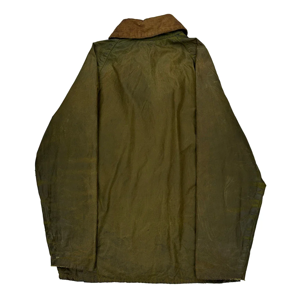 1980S Bedale Barbour Checked Wax Waterproof Jacket - Small Green Cotton - Image 2