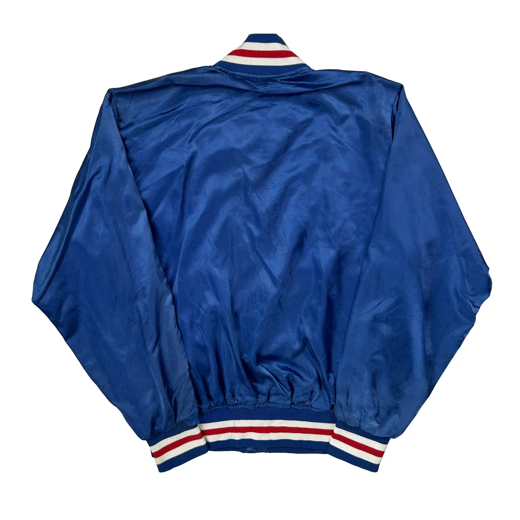 1980S Union Made In USA Mlb Chicago Cubs Satin Varsity Jacket - Large Blue Nylon - Image 2