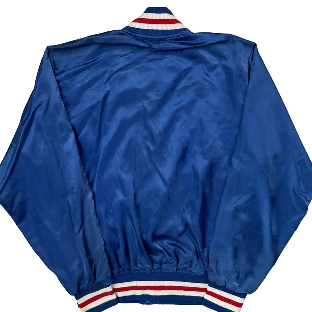 1980S Union Made In USA Mlb Chicago Cubs Satin Varsity Jacket - Large Blue Nylon - Image 6