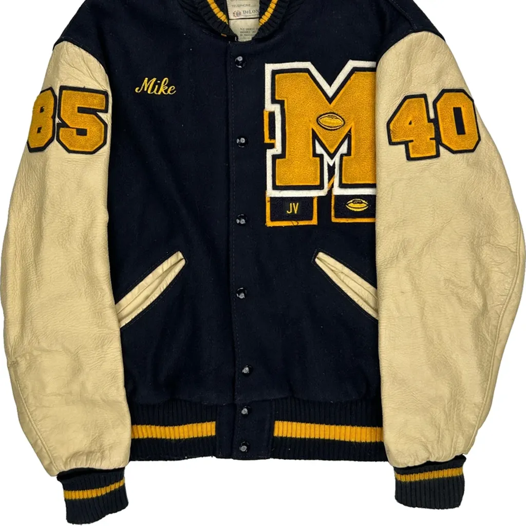 1985 Delong College Varsity Jacket - Medium Navy Wool - Image 5