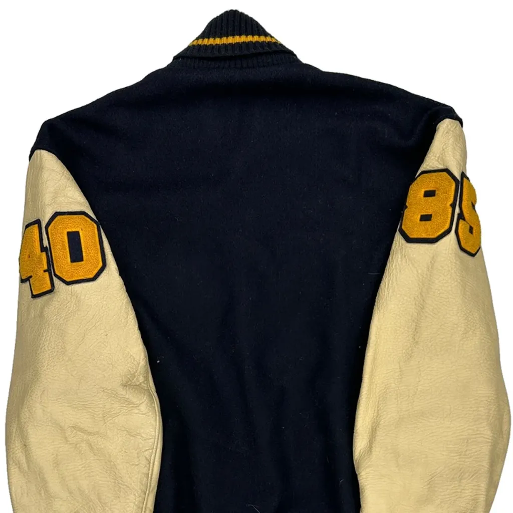 1985 Delong College Varsity Jacket - Medium Navy Wool - Image 6