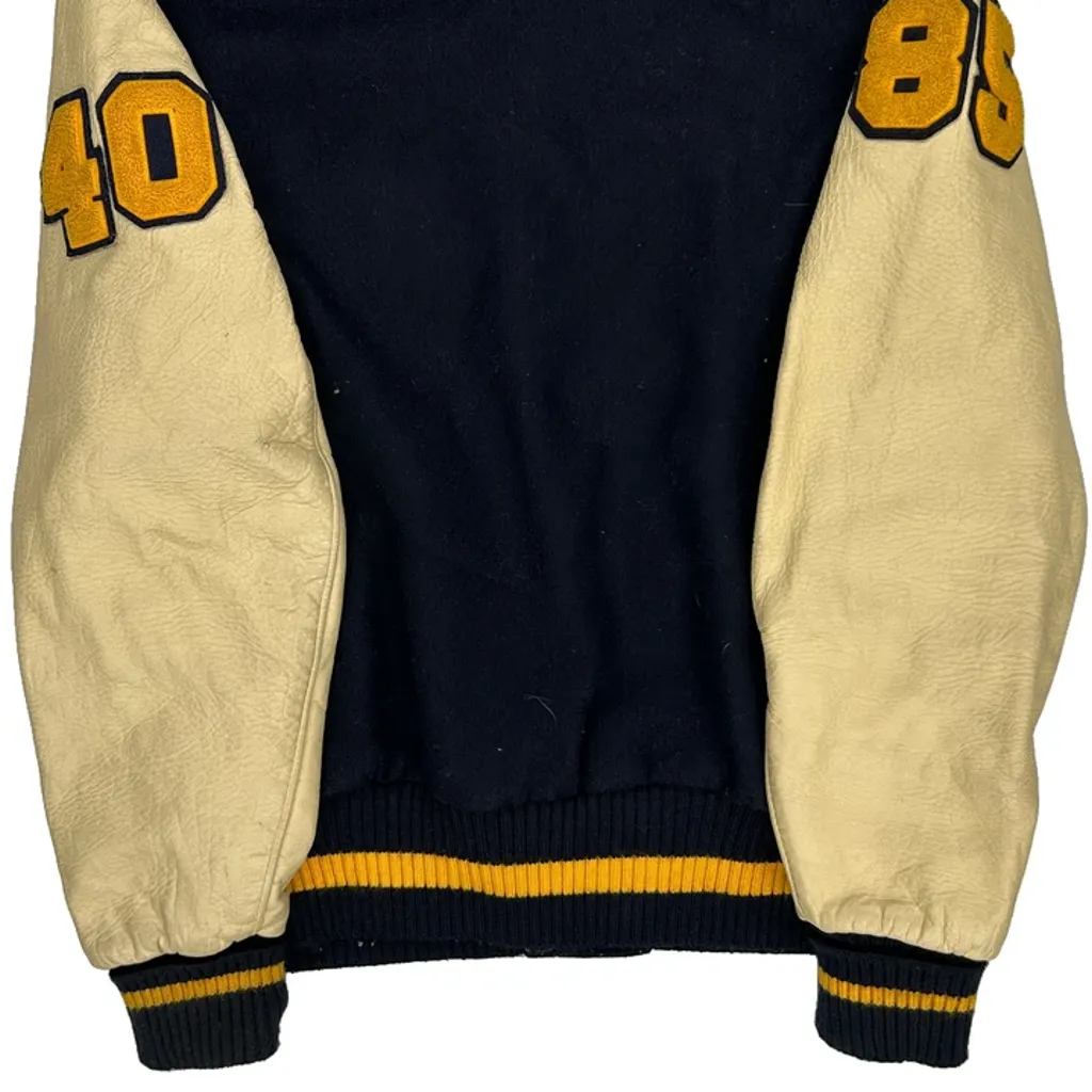 1985 Delong College Varsity Jacket - Medium Navy Wool - Image 7