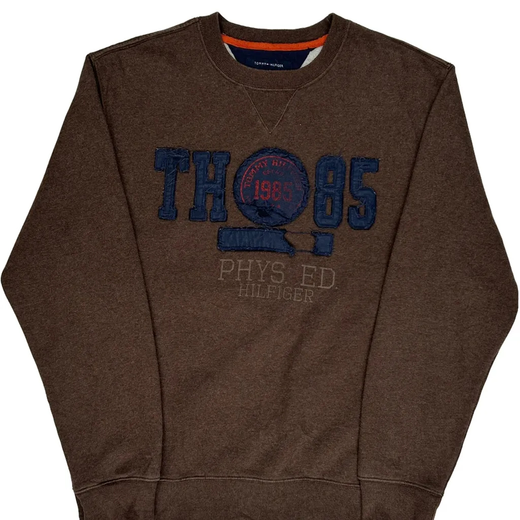1985 Tommy Hilfiger College Sweatshirt - Medium Brown Cotton - Image 5
