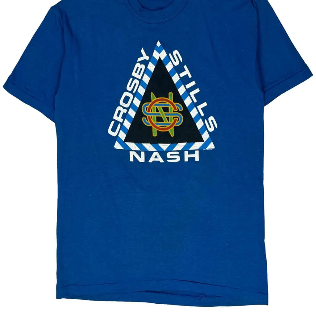 1987 Crosby Stills & Nash Signal Single Stitch T-Shirt - Large Blue Polyester Blend - Image 5