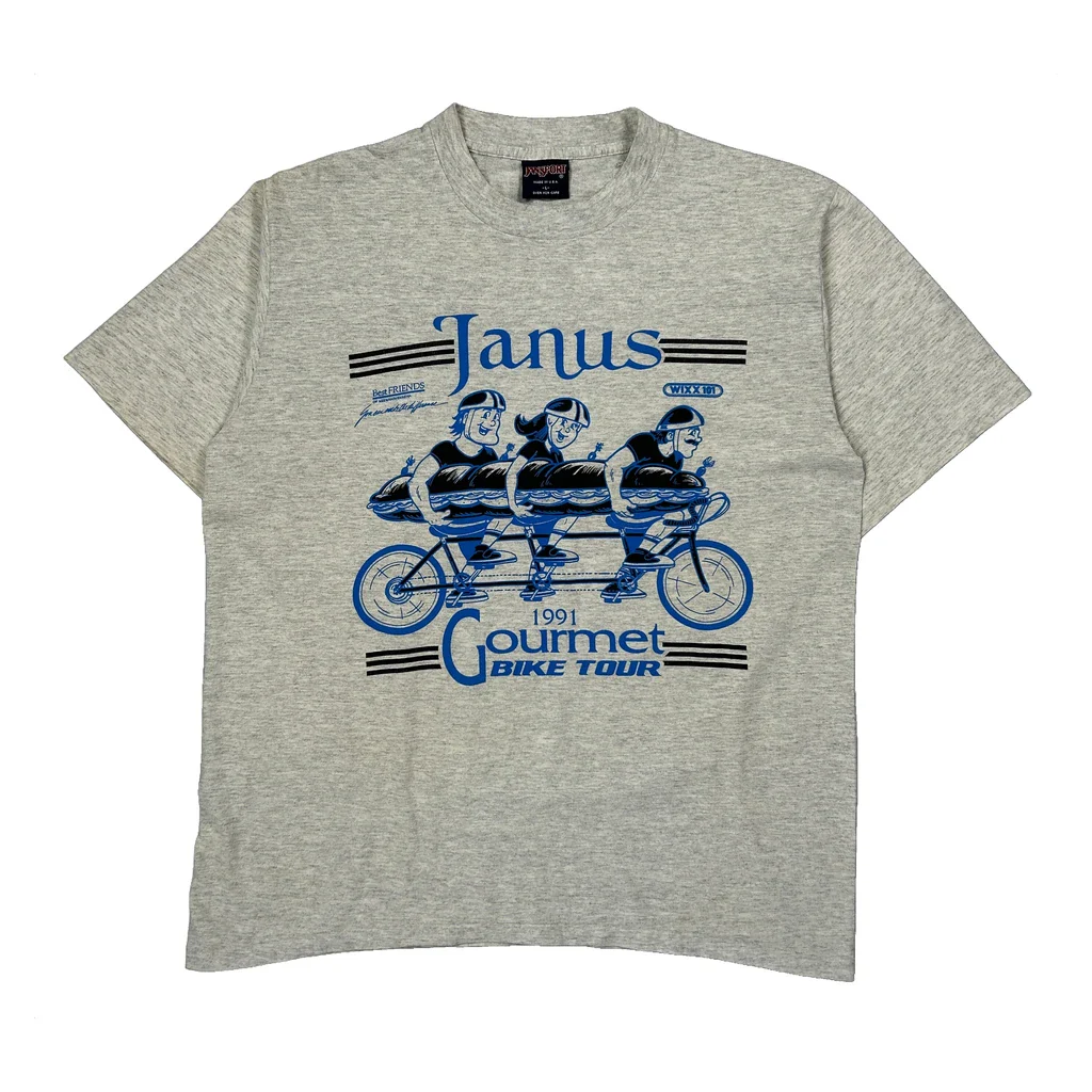 1991 Gourmet Bike Tour Jansport Graphic T-Shirt - Large Grey Cotton