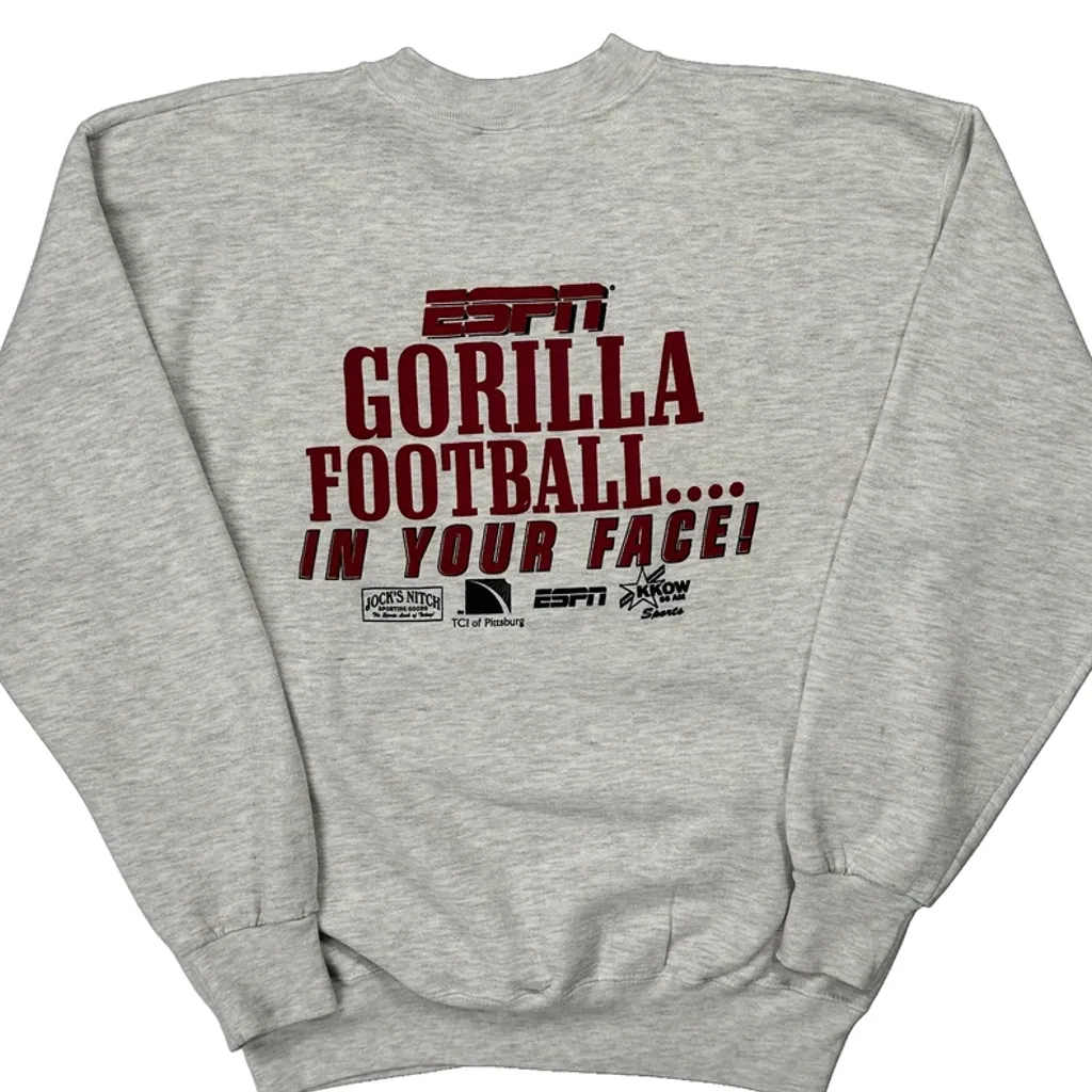 1992 Pitt State Gorillas Espn Graphic Sweatshirt - Large Grey Cotton Blend - Image 7
