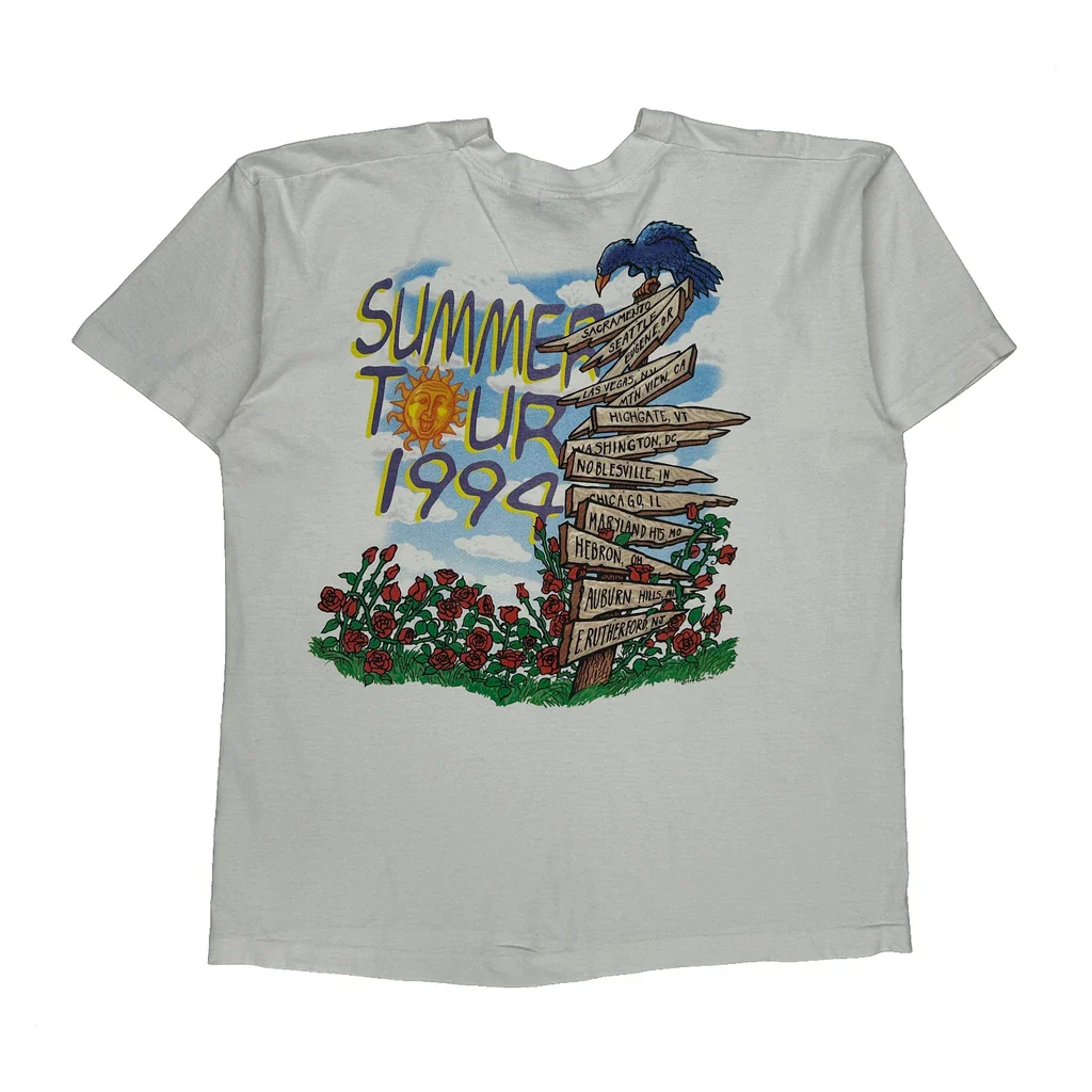 1994 Grateful Dead Summer Tour Liquid Blue Band T-Shirt - XL White Cotton - Image 2