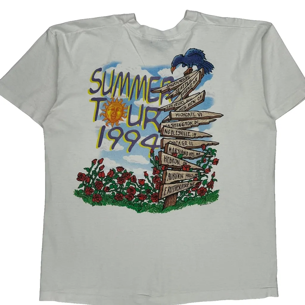 1994 Grateful Dead Summer Tour Liquid Blue Band T-Shirt - XL White Cotton - Image 8