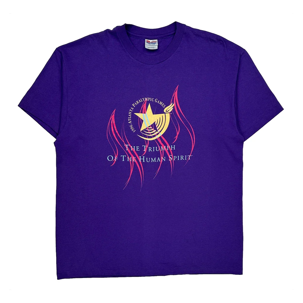 1996 Atlanta Paralympic Games Hanes Single Stitch T-Shirt - XL Purple Cotton