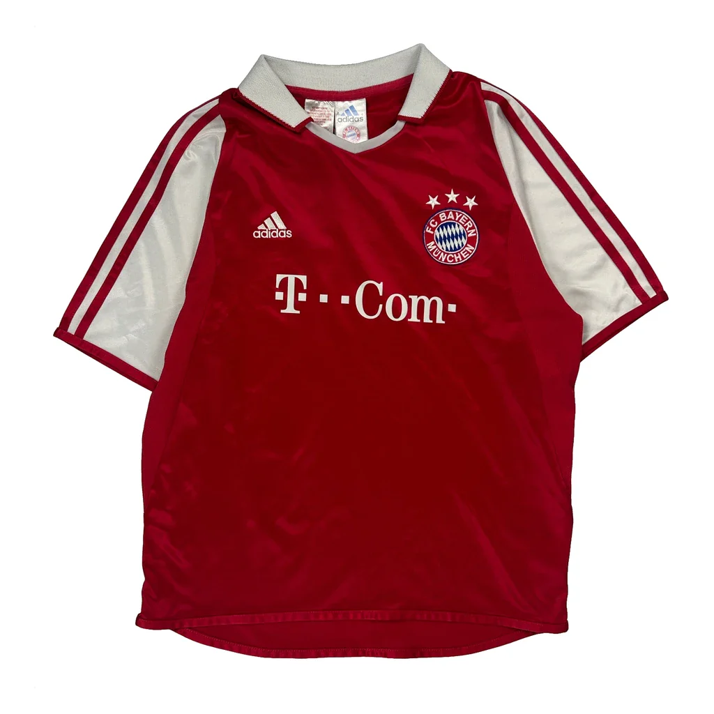 2004-05 Fc Bayern Munich, Age 12 Adidas Football Shirt - Medium Red Polyester