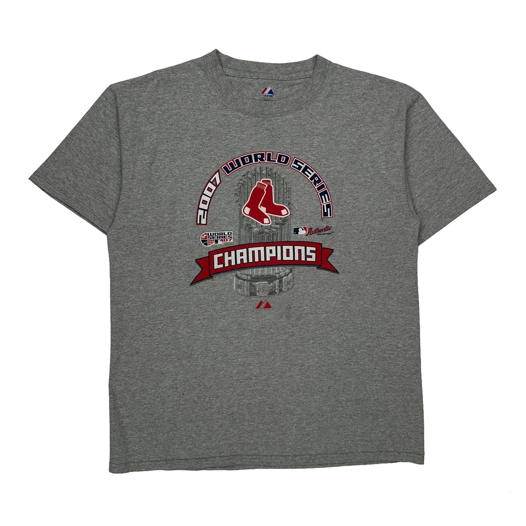 2007 World Series Champions Majestic Mlb T-Shirt - Large Grey Cotton Blend