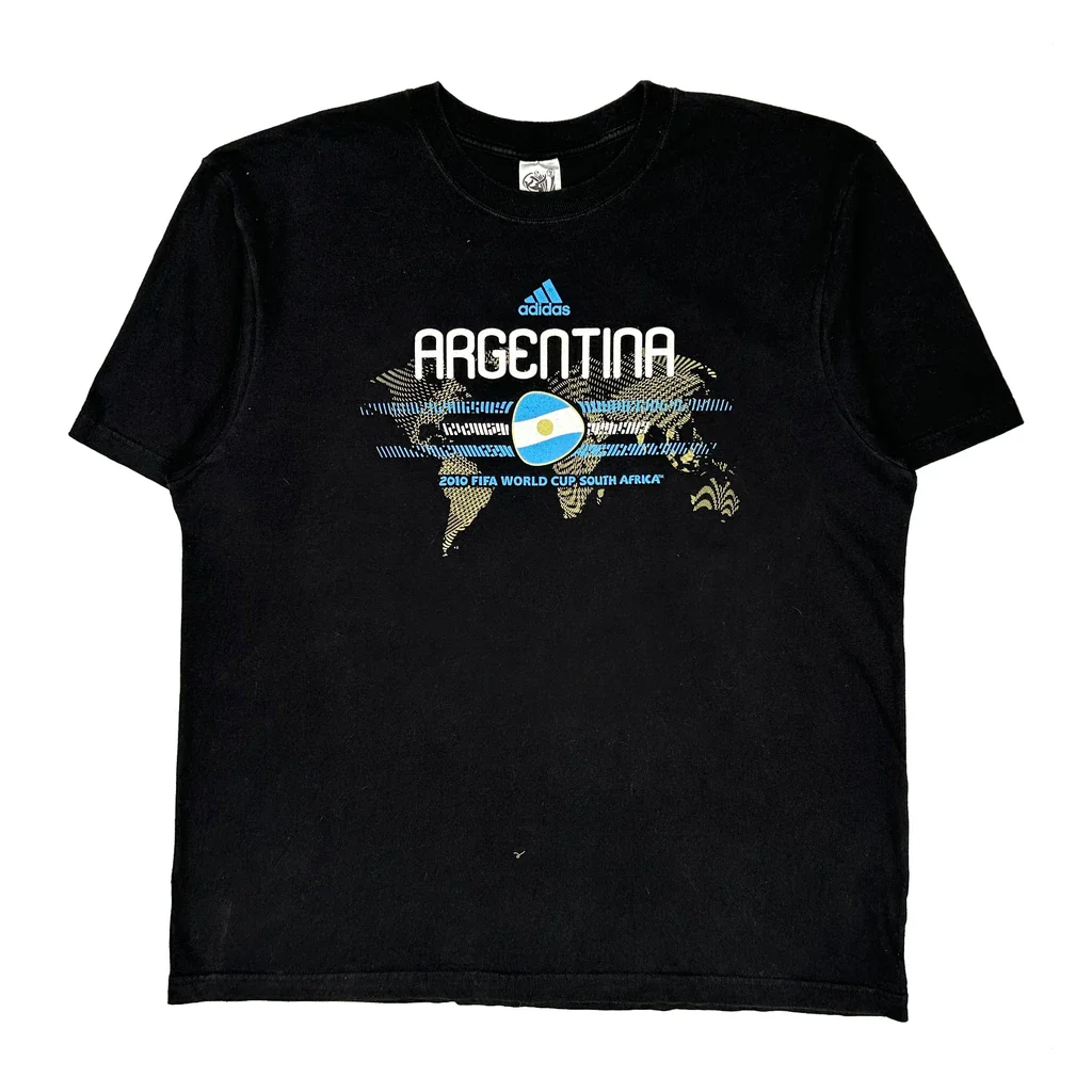 2010 Fifa World Cup Argentina Adidas Graphic T-Shirt - XL Black Cotton