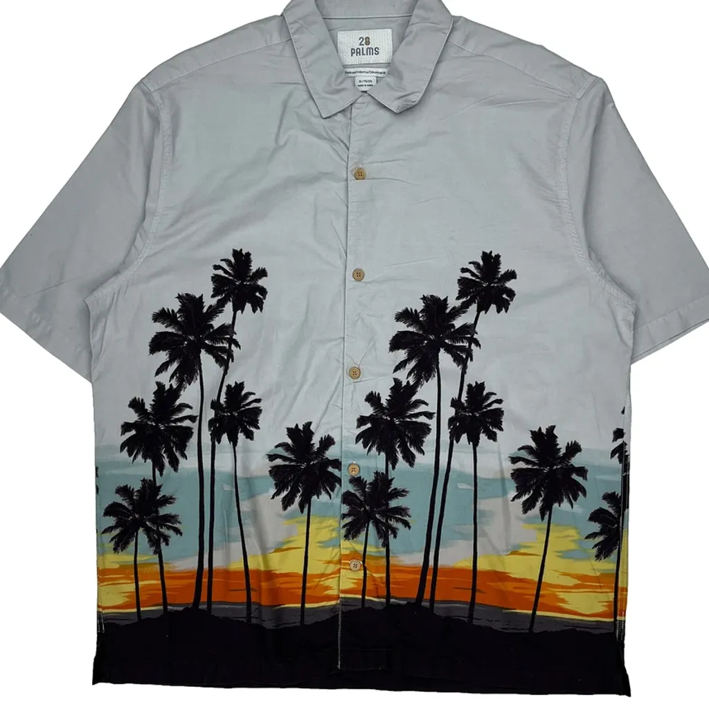 28 Palms Graphic Hawaiian Shirt - XL Grey Cotton - Image 4