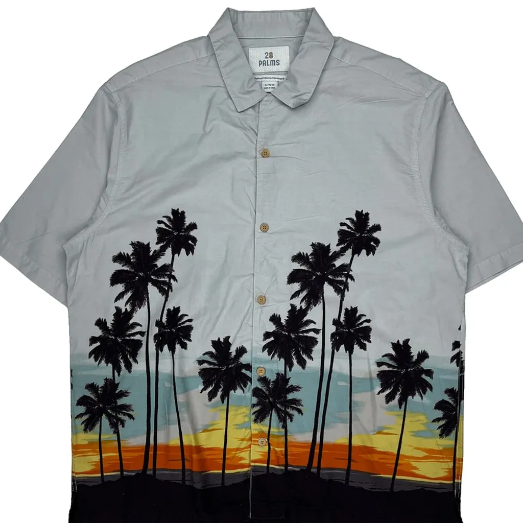28 Palms Graphic Hawaiian Shirt - XL Grey Cotton - Image 5