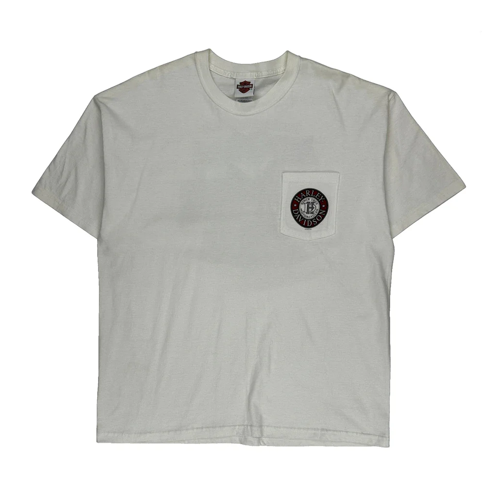 30Th Anniversary Harley Davidson Graphic T-Shirt - XL White Cotton