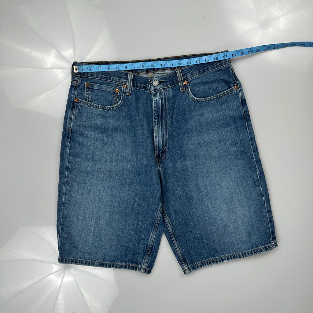 434 Levis Baggy Denim Shorts - 34W 12L Blue Denim - Image 3