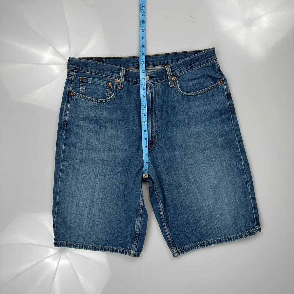 434 Levis Baggy Denim Shorts - 34W 12L Blue Denim - Image 4
