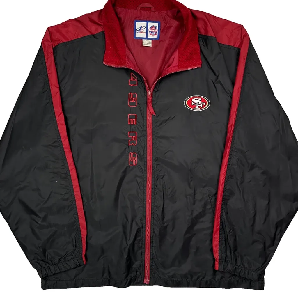 49Ers Logo Athletics Football Windbreaker - Large Black Polyester - Image 4