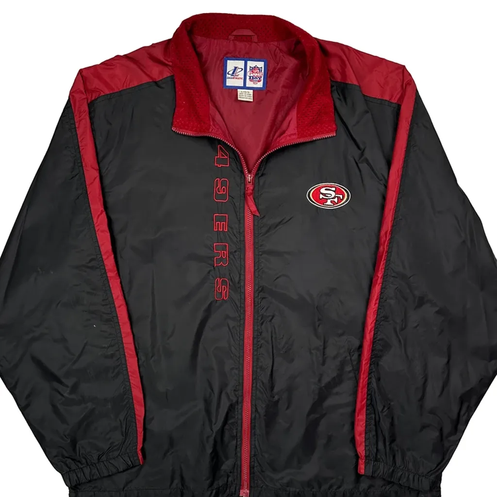 49Ers Logo Athletics Football Windbreaker - Large Black Polyester - Image 5