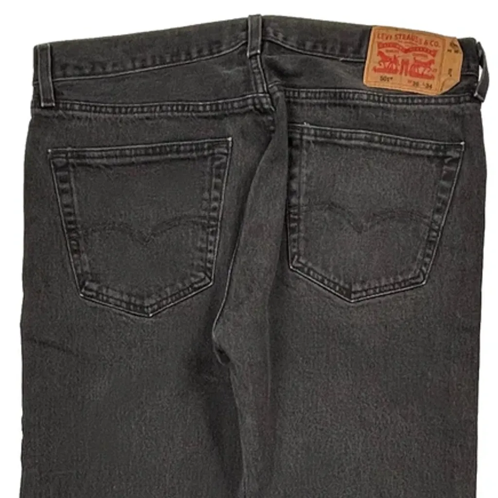 501 Levis Jeans - 36W 33L Black Denim - Image 7