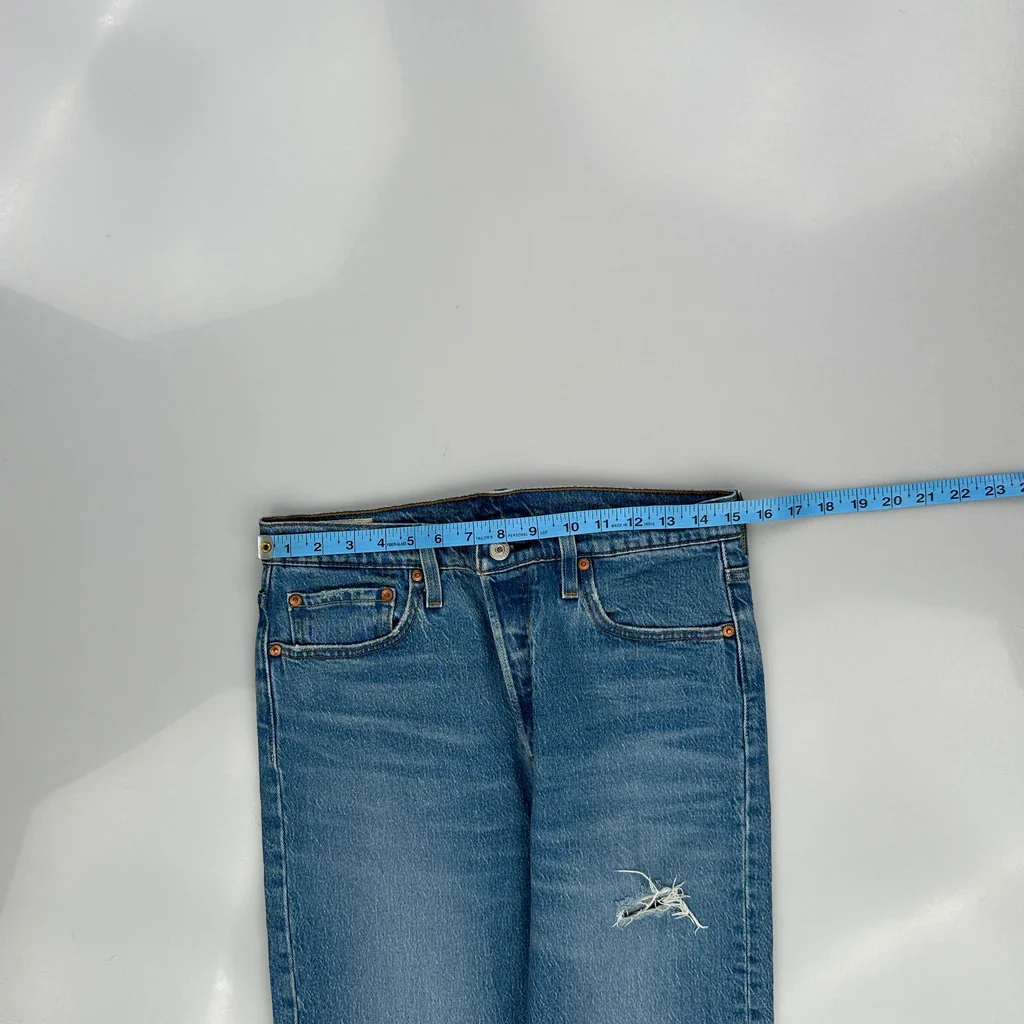 501 Levis Jeans - 30W 28L Blue Cotton - Image 3