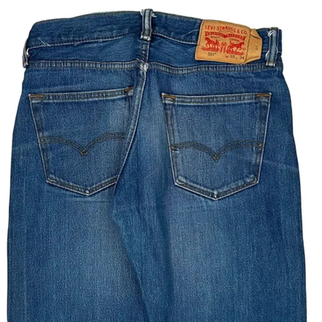501 Levis Jeans - 33W 34L Blue Denim - Image 7