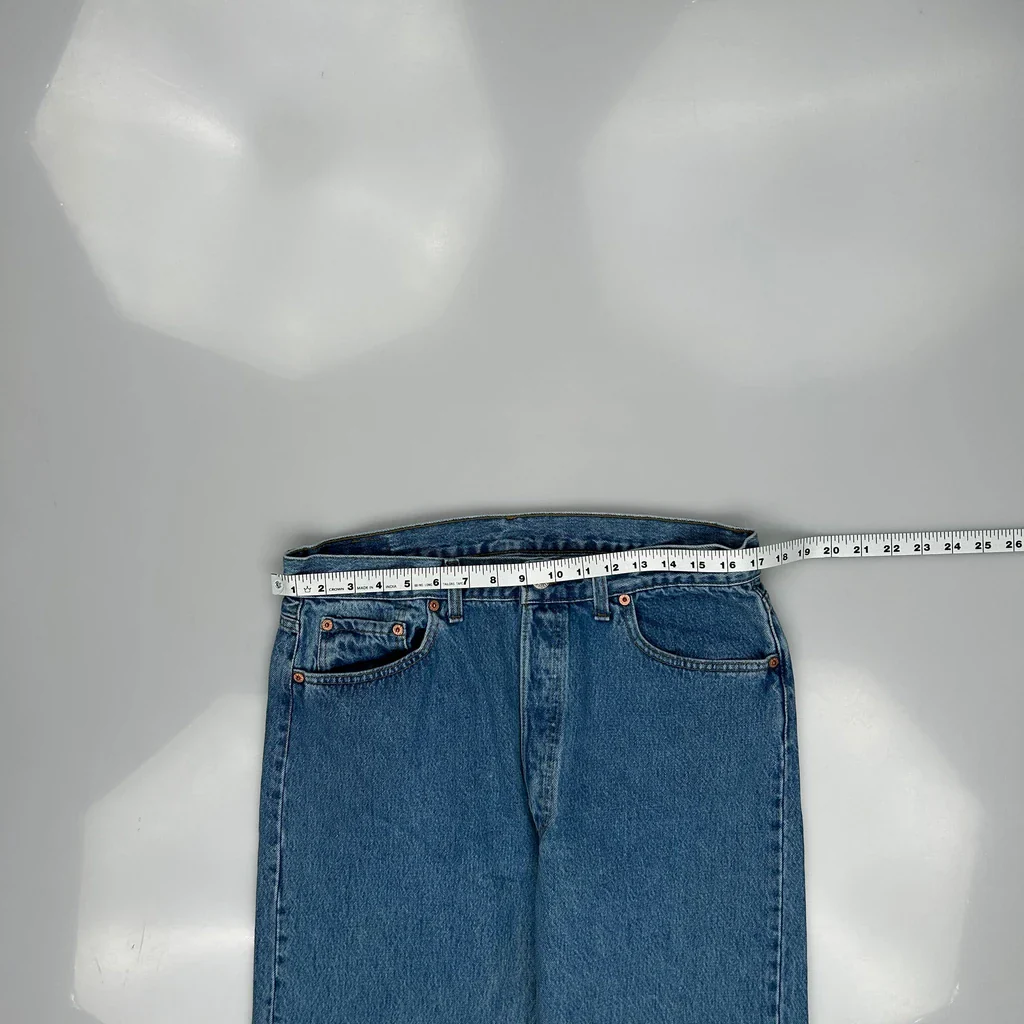 501 Levis Jeans - 34W 31L Blue Denim - Image 4