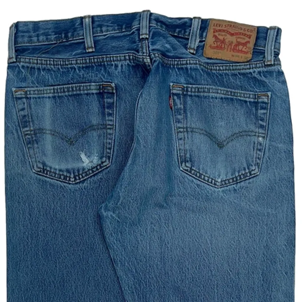 501 Levis Jeans - 34W 28L Blue Cotton - Image 7