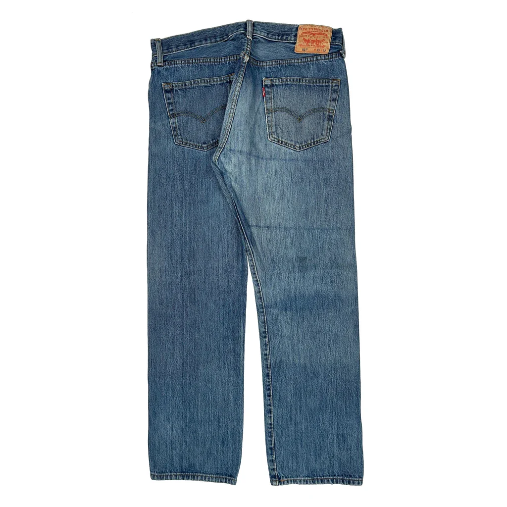 501 Levis Jeans - 35W 32L Blue Cotton