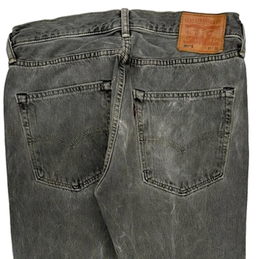 501 Levis Slim Fit Jeans - 32W 33L Grey Cotton - Image 7