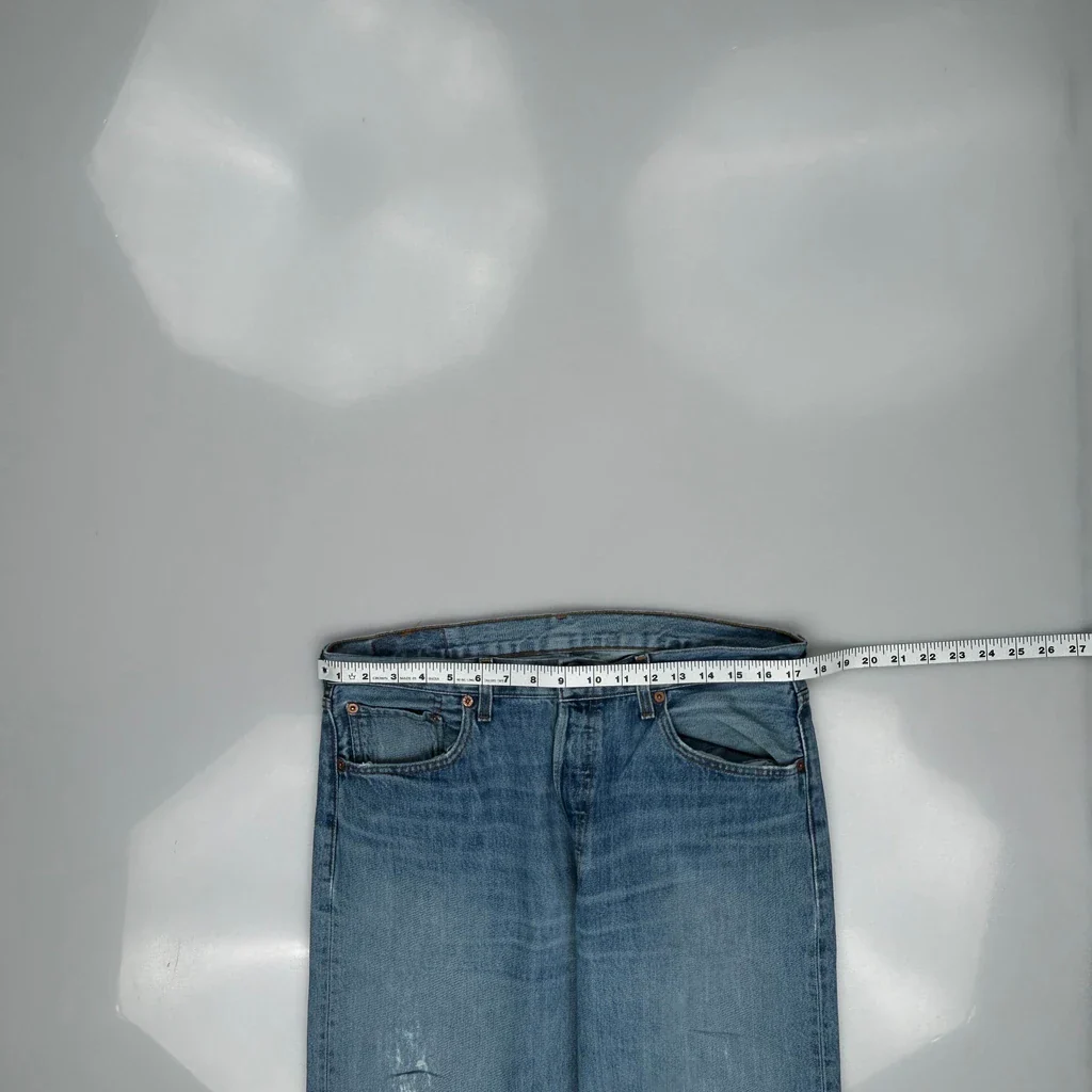 501 Levis Jeans - 34W 29L Light Wash Denim - Image 3