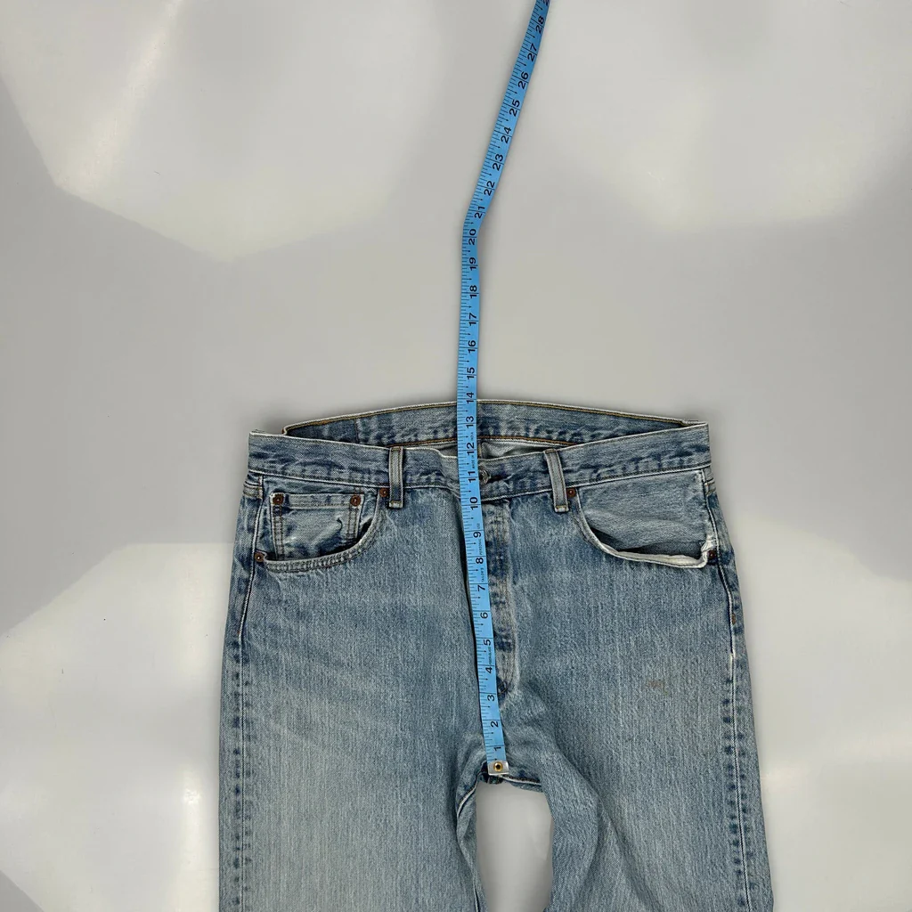 501 Levis Jeans - 34W 29L Light Wash Denim - Image 4
