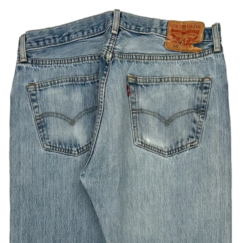 501 Levis Jeans - 34W 29L Light Wash Denim - Image 6